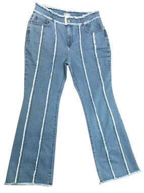 K. Jordan Raw Hem Flare Jeans Exposed Seam Wide Leg, [Size 20W Plus]